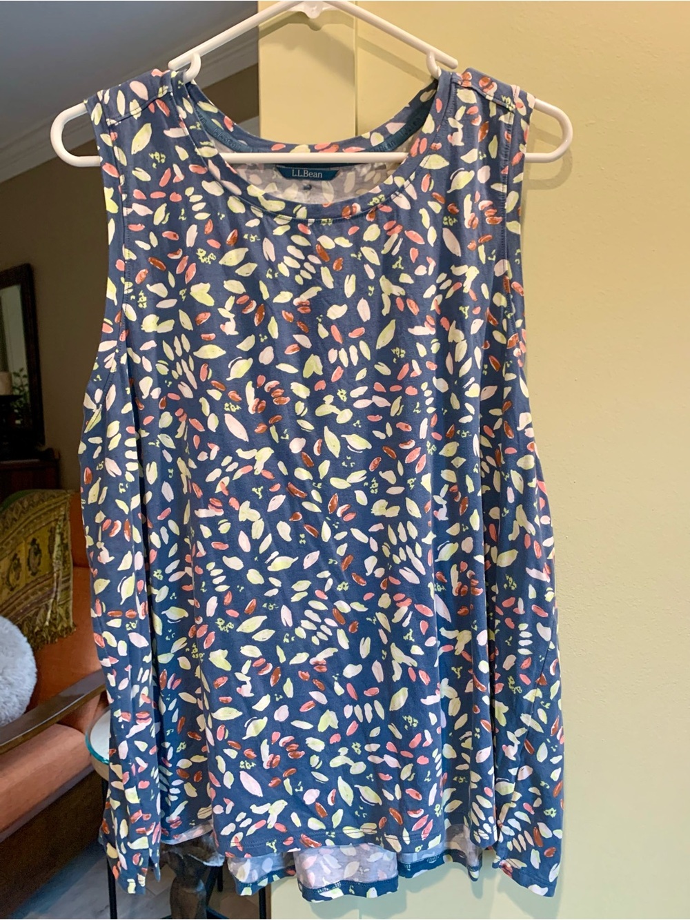 L.L. Bean Women's XL Blue Floral Sleeveless Top